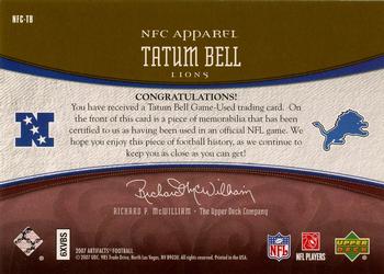 2007 Upper Deck Artifacts - AFC/NFC Apparel Gold #NFC-TB Tatum Bell Back