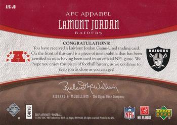 2007 Upper Deck Artifacts - AFC/NFC Apparel Red #AFC-JO LaMont Jordan Back