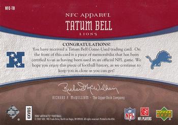 2007 Upper Deck Artifacts - AFC/NFC Apparel Red #NFC-TB Tatum Bell Back