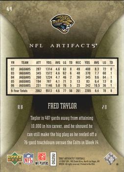 2007 Upper Deck Artifacts - Green #49 Fred Taylor Back