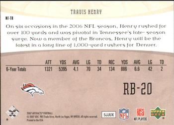 2007 Upper Deck Artifacts - NFL Facts #NF-TR Travis Henry Back