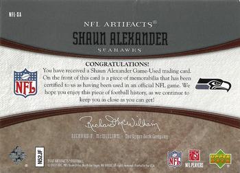 2007 Upper Deck Artifacts - NFL Artifacts #NFL-SA Shaun Alexander Back