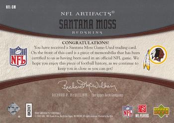 2007 Upper Deck Artifacts - NFL Artifacts #NFL-SM Santana Moss Back