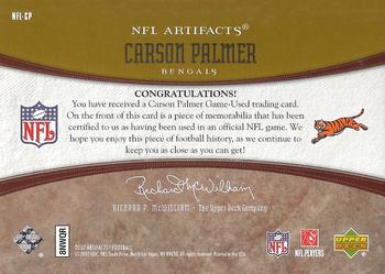 2007 Upper Deck Artifacts - NFL Artifacts Gold #NFL-CP Carson Palmer Back