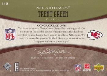 2007 Upper Deck Artifacts - NFL Artifacts Green #NFL-GR Trent Green Back