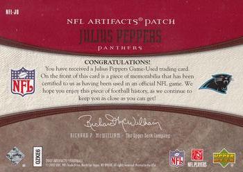 2007 Upper Deck Artifacts - NFL Artifacts Patch Red #NFL-JU Julius Peppers Back