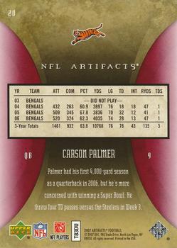 2007 Upper Deck Artifacts - Red #20 Carson Palmer Back