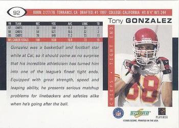 2000 Score #92 Tony Gonzalez Back