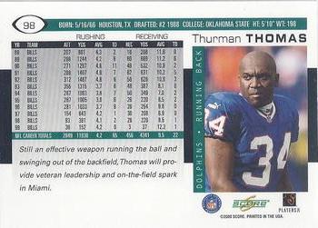 2000 Score #98 Thurman Thomas Back