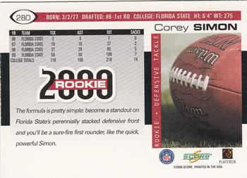 2000 Score #280 Corey Simon Back