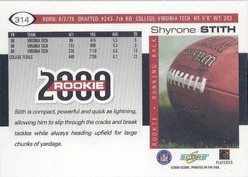 2000 Score #314 Shyrone Stith Back