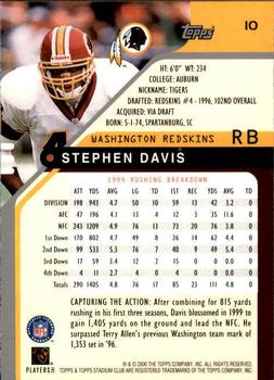 2000 Stadium Club #10 Stephen Davis Back