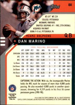 2000 Stadium Club #81 Dan Marino Back