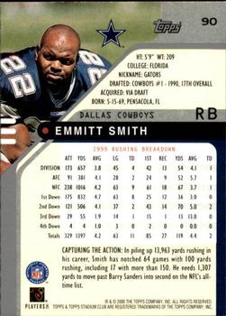 2000 Stadium Club #90 Emmitt Smith Back