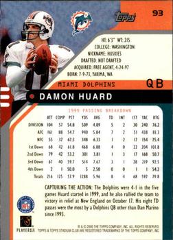 2000 Stadium Club #93 Damon Huard Back