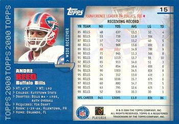 2000 Topps #15 Andre Reed Back