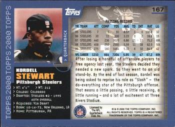 2000 Topps #167 Kordell Stewart Back