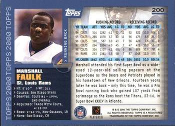 2000 Topps #200 Marshall Faulk Back