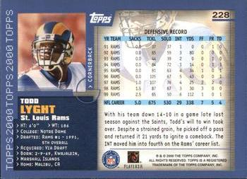 2000 Topps #228 Todd Lyght Back