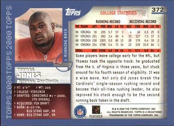 2000 Topps #372 Thomas Jones Back