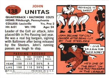 2000 Topps - Johnny Unitas Reprints #R1 Johnny Unitas Back