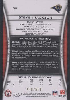 2008 Bowman - Blue #26 Steven Jackson  Back