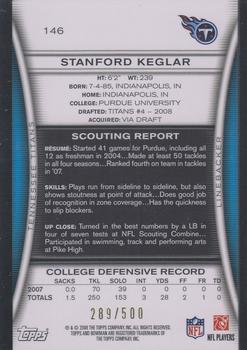 2008 Bowman - Blue #146 Stanford Keglar  Back