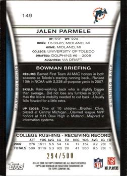 2008 Bowman - Blue #149 Jalen Parmele  Back