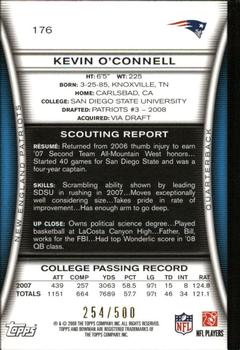 2008 Bowman - Blue #176 Kevin O'Connell  Back