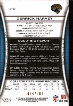 2008 Bowman - Blue #237 Derrick Harvey  Back