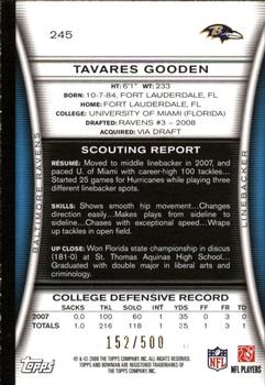 2008 Bowman - Blue #245 Tavares Gooden  Back