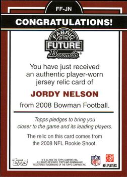 2008 Bowman - Fabric of the Future #FF-JN Jordy Nelson Back