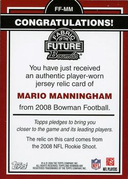 2008 Bowman - Fabric of the Future #FF-MM Mario Manningham Back