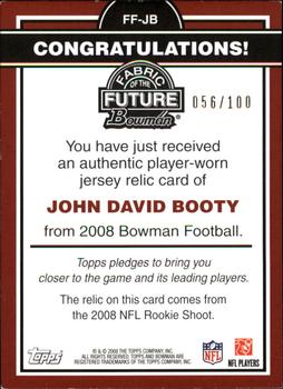 2008 Bowman - Fabric of the Future Gold #FF-JB John David Booty Back