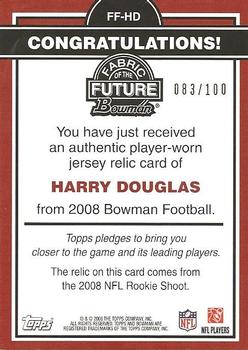 2008 Bowman - Fabric of the Future Gold #FF-HD Harry Douglas Back