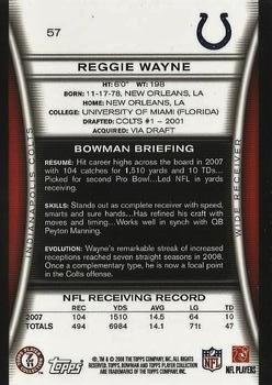 2008 Bowman - Gold #57 Reggie Wayne  Back