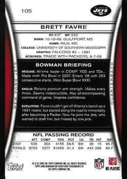 2008 Bowman - Gold #105 Brett Favre  Back