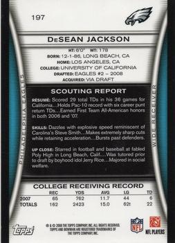 2008 Bowman - Gold #197 DeSean Jackson  Back