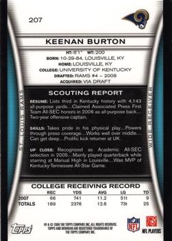 2008 Bowman - Gold #207 Keenan Burton  Back