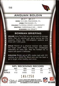 2008 Bowman - Orange #58 Anquan Boldin Back