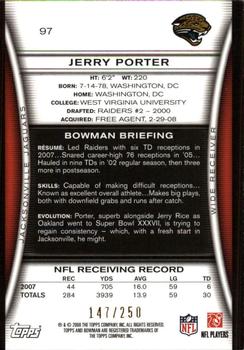 2008 Bowman - Orange #97 Jerry Porter Back