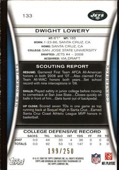 2008 Bowman - Orange #133 Dwight Lowery Back