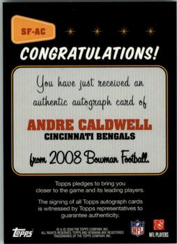 2008 Bowman - Signs of the Future #SF-AC Andre Caldwell Back