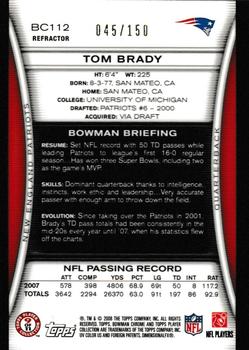 2008 Bowman Chrome - Blue Refractors #BC112 Tom Brady  Back