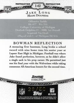 2008 Bowman Sterling - Black Refractors #142 Jake Long Back