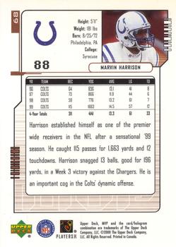 2000 Upper Deck MVP #68 Marvin Harrison Back