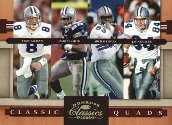 2008 Donruss Classics - Classic Quads Gold #CQ-1 Troy Aikman / Emmitt Smith / Michael Irvin / Jay Novacek Front