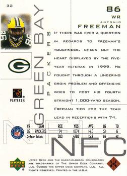 2000 Upper Deck Pros & Prospects #32 Antonio Freeman Back