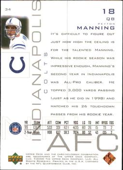 2000 Upper Deck Pros & Prospects #34 Peyton Manning Back