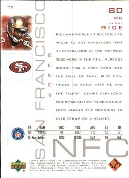 2000 Upper Deck Pros & Prospects #72 Jerry Rice Back